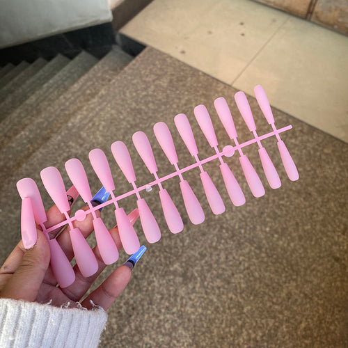 24pcs Mix Colors Matte Super Long Coffin False Nail Ballet Press On