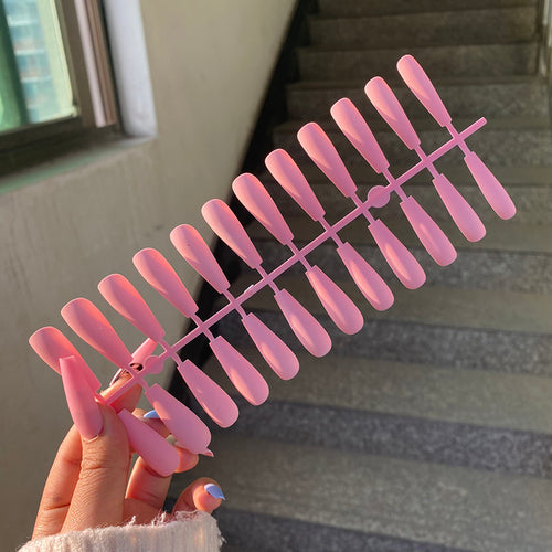 24pcs Mix Colors Matte Super Long Coffin False Nail Ballet Press On
