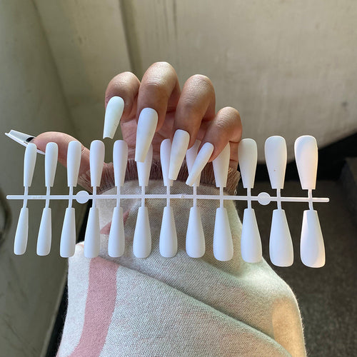 24pcs Mix Colors Matte Super Long Coffin False Nail Ballet Press On