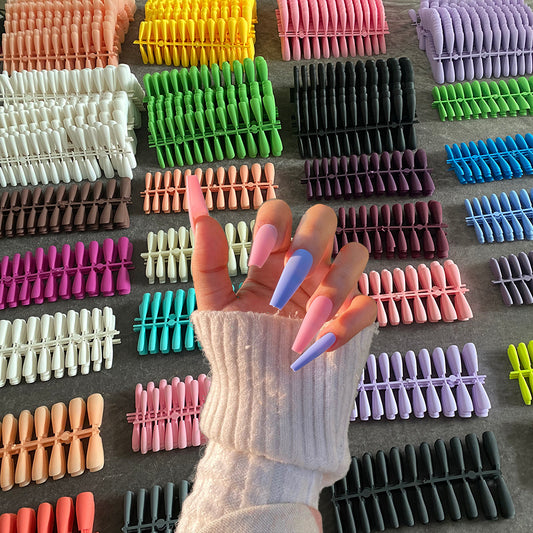 24pcs Mix Colors Matte Super Long Coffin False Nail Ballet Press On