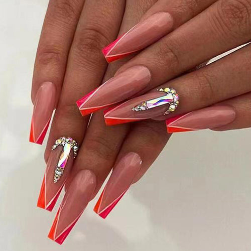 24pcs artifical nails with glue fake nail tips with design Detachable