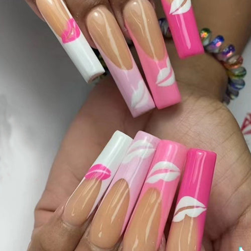 24pcs artifical nails with glue fake nail tips with design Detachable