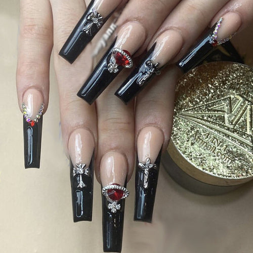 24pcs artifical nails with glue fake nail tips with design Detachable