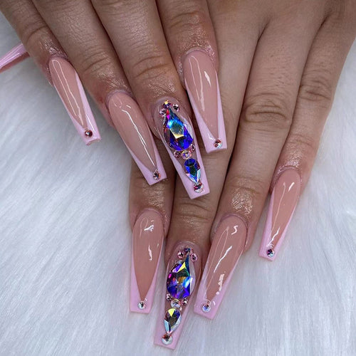 24pcs artifical nails with glue fake nail tips with design Detachable