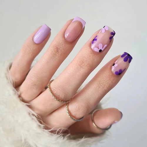 24pcs artifical nails with glue fake nail tips with design Detachable