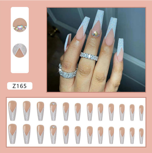 24pcs artifical nails with glue fake nail tips with design Detachable
