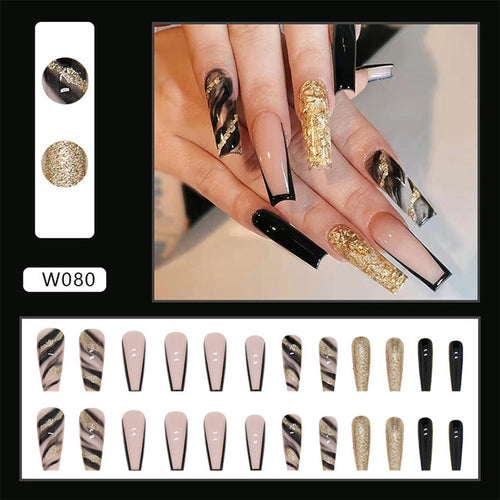 24pcs artifical nails with glue fake nail tips with design Detachable