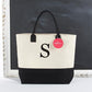 Classic Black And White Monogrammed Initial Tote Bag