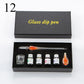 3/7/15 Pcs Glass Pen Set 7ml Colors Ink Floral Crystal Glass Dip Pen
