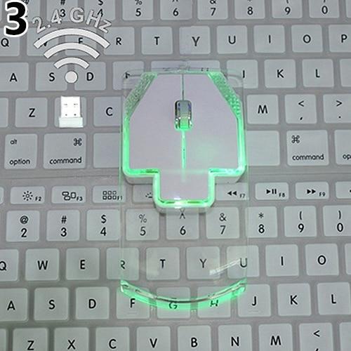 Creative Ultra-thin Transparent 2.4GHz Wireless Optical Luminous Mouse