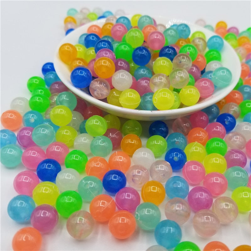 6/8/10/12mm Luminous Beads For Jewelry Making Glow In The Dark Acrylic