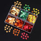 6 Grids/Box Maple Leaf Nail Sequins Laser Iridescent Snowflakes Nail