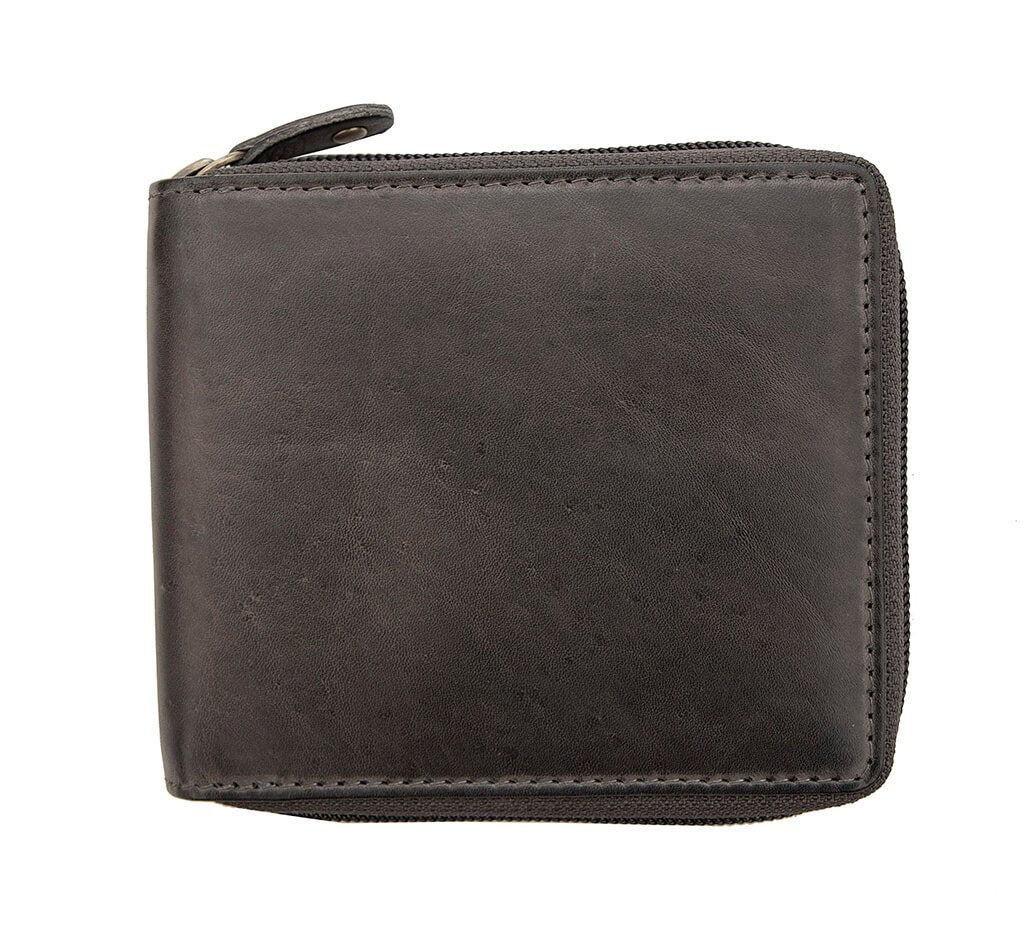 Ridgeback Mens Leather Zip Around Wallet - 6427
