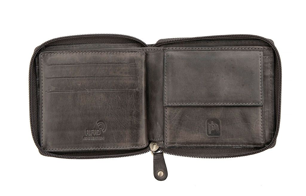 Ridgeback Mens Leather Zip Around Wallet - 6427