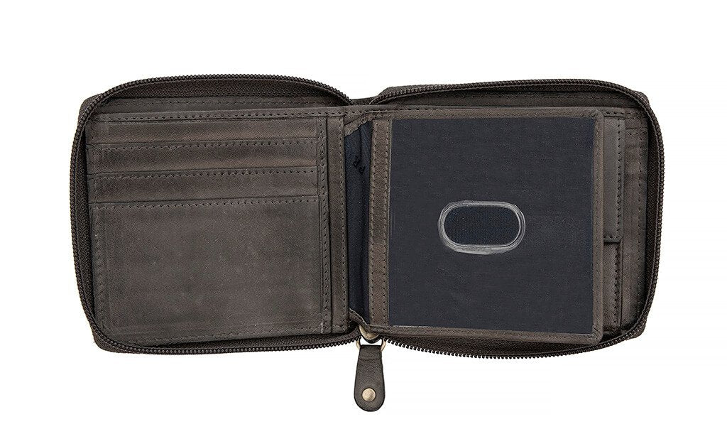 Ridgeback Mens Leather Zip Around Wallet - 6427