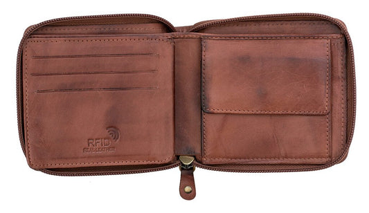 Ridgeback Mens Leather Zip Around Wallet - 6427