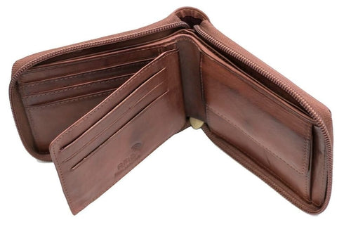 Ridgeback Mens Leather Zip Around Wallet - 6427