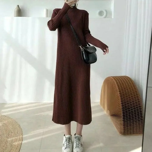 Autumn Turtleneck Warm Korean Vintage Loose Knee Pregnant Woman
