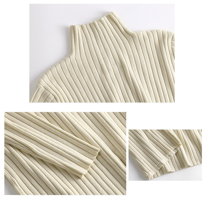 Autumn Turtleneck Warm Korean Vintage Loose Knee Pregnant Woman
