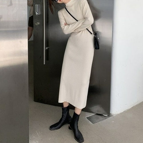 Autumn Winter Half Turtleneck Knitted Warm Korean Fashion Loose