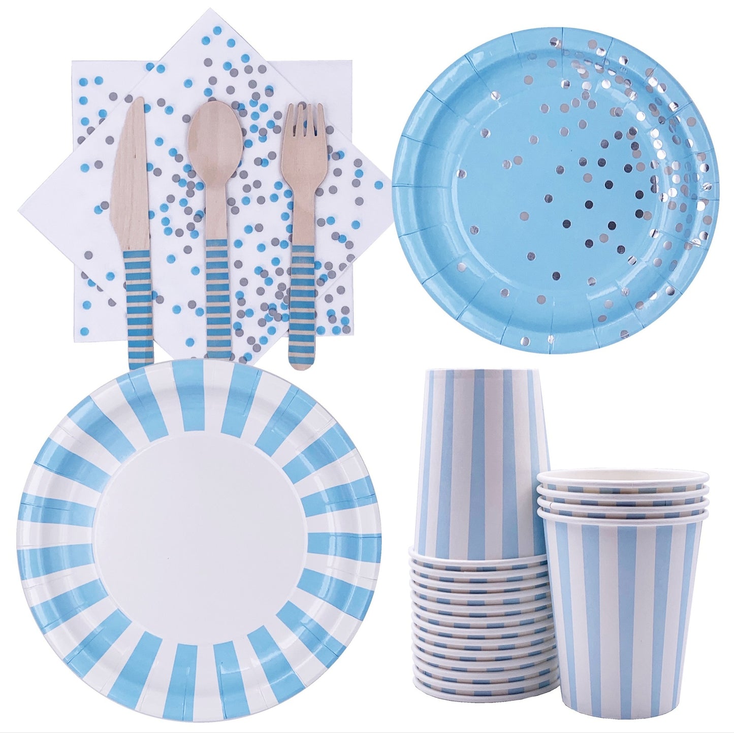 Baby Shower Party Blue Pink Tableware Birthday Party Plate Cup Napkin