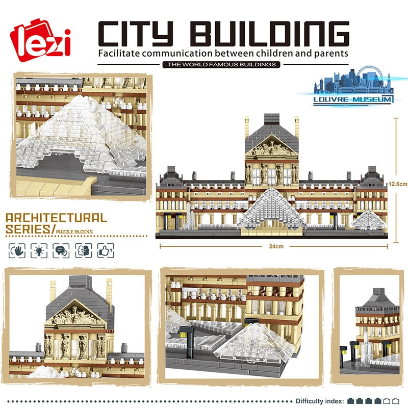 City Architecture Paris France Musée Du Louvre Micro Building Blocks