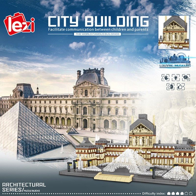 City Architecture Paris France Musée Du Louvre Micro Building Blocks