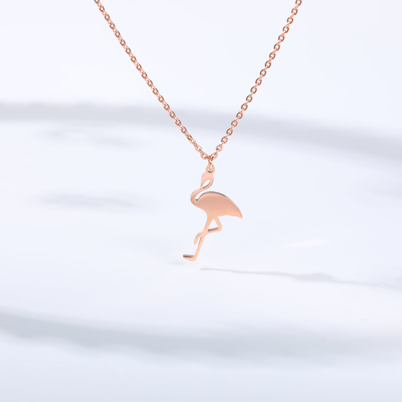 Cute Flamingo Choker Necklaces For Women Stainless