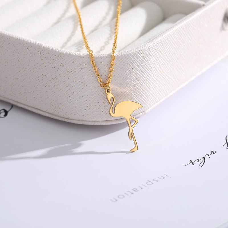 Cute Flamingo Choker Necklaces For Women Stainless
