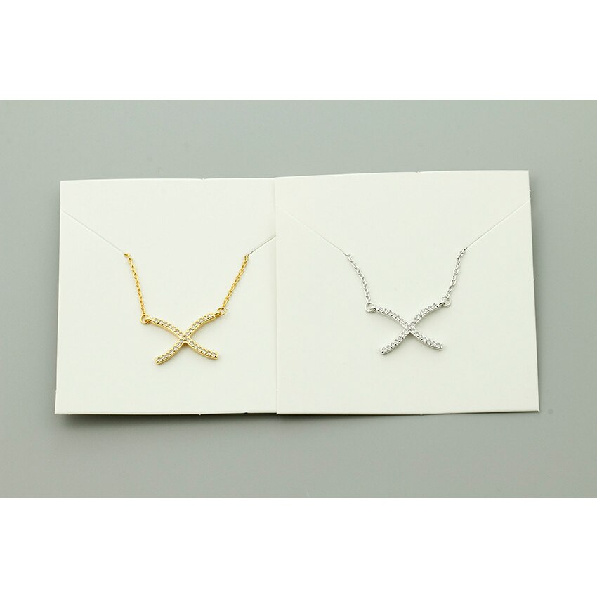 Elegant Women Choker Necklace Clear CZ Cross X