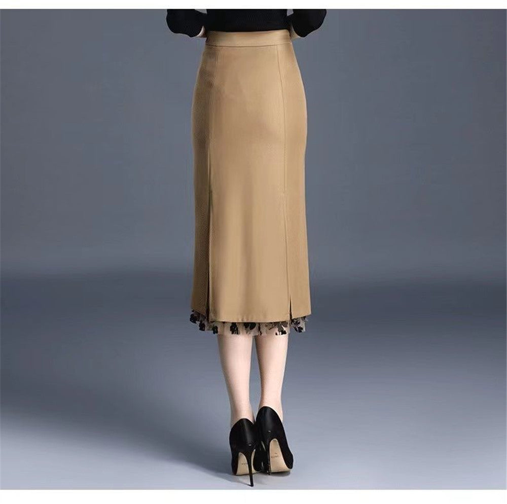 Fairyshely 2022 Women Spring Summer Irregular Mesh Skirt Band Splice