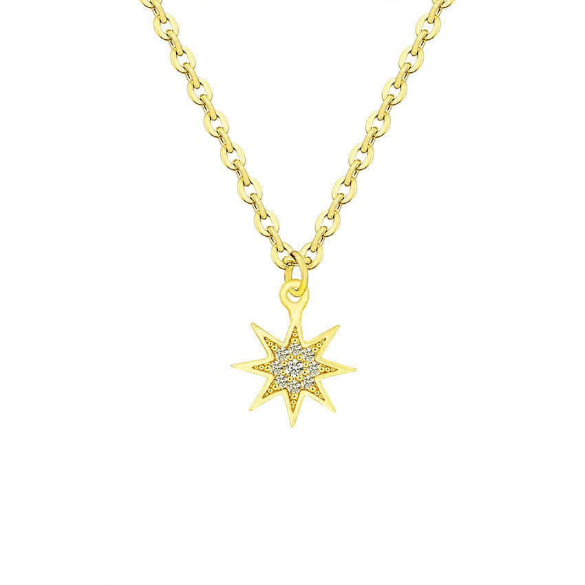 Fashion Paved CZ Stone North Star Necklace Crystal