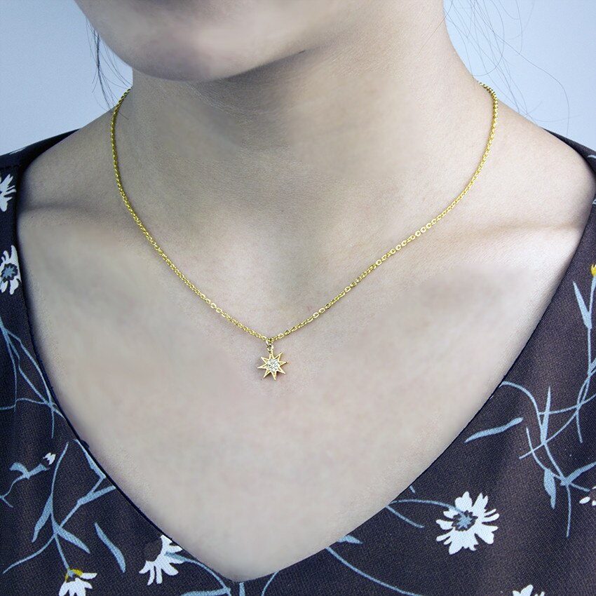 Fashion Paved CZ Stone North Star Necklace Crystal