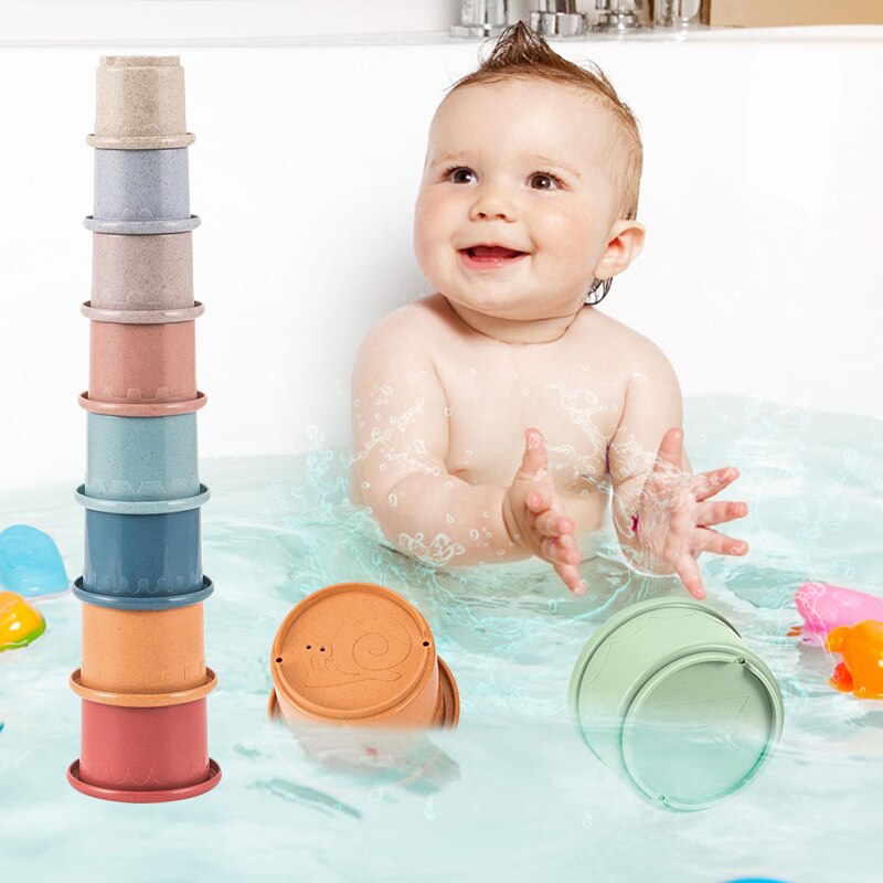 Funny Stacking Cup Bathtub Toy Science Toy Stacking Ring Tower
