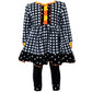 AnnLoren Girls Autumn Black and White Gingham Dress & Leggings Outfit