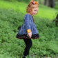 AnnLoren Girls Autumn Black and White Gingham Dress & Leggings Outfit
