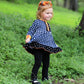 AnnLoren Girls Autumn Black and White Gingham Dress & Leggings Outfit