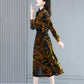 Gold Velvet Fashion Big High Collar Bottoming Dress 2022 Autumn And