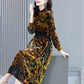 Gold Velvet Fashion Big High Collar Bottoming Dress 2022 Autumn And