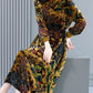 Gold Velvet Fashion Big High Collar Bottoming Dress 2022 Autumn And