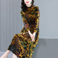 Gold Velvet Fashion Big High Collar Bottoming Dress 2022 Autumn And