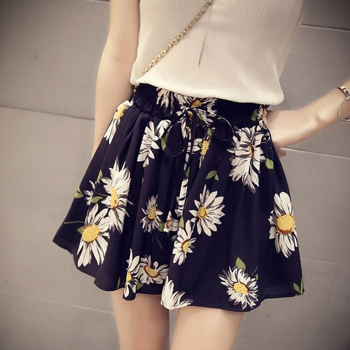 High Waist oversized floral Skirt shorts women korean Fashion Summer