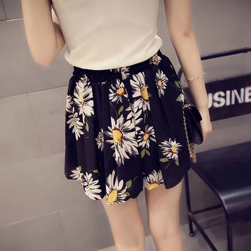 High Waist oversized floral Skirt shorts women korean Fashion Summer