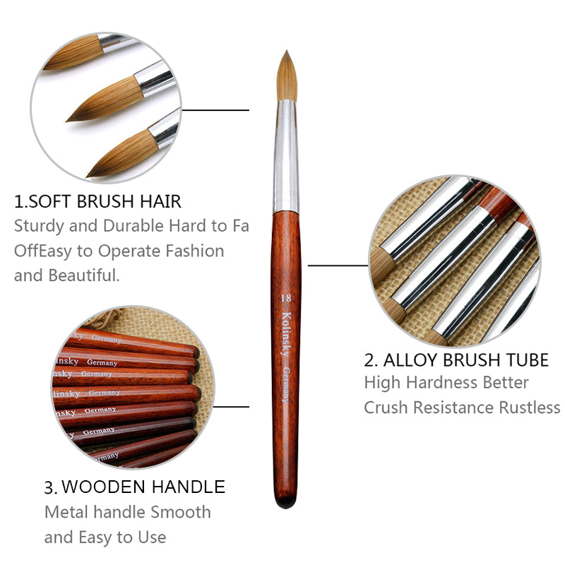 Kolinsky Acrylic Nail Brush Good Quality Nail Art Mink Brush Wood
