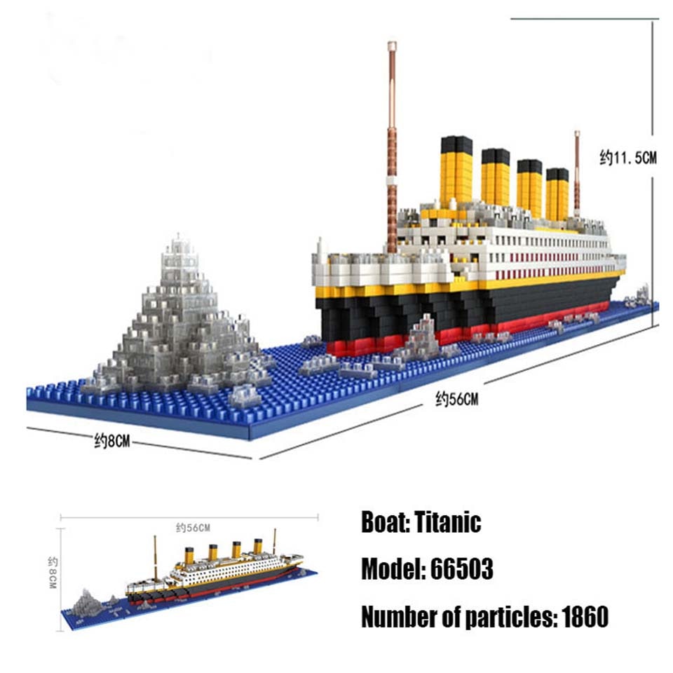 Mini Building Blocks 1860pcs Bricks Model Titanic Cruise Ship Model