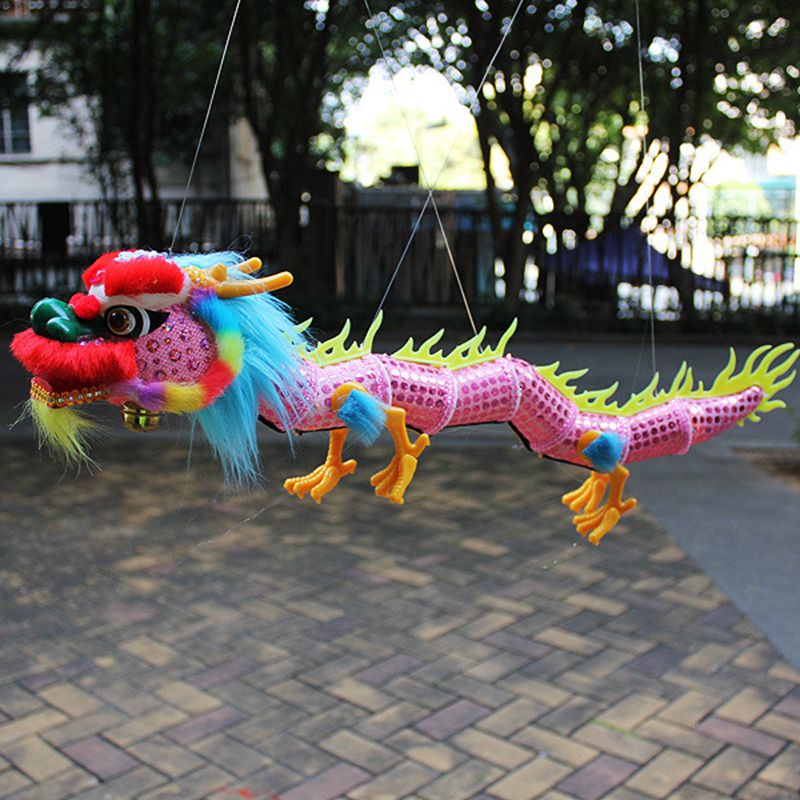 New Funny Toy Pull String Puppet Chinese Dragon Wooden Marionette
