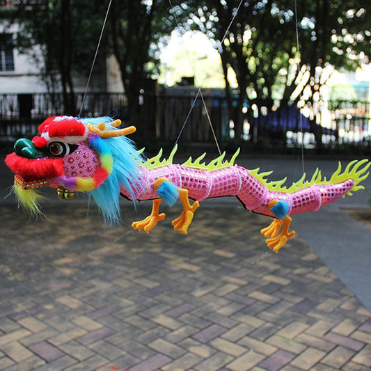 New Funny Toy Pull String Puppet Chinese Dragon Wooden Marionette