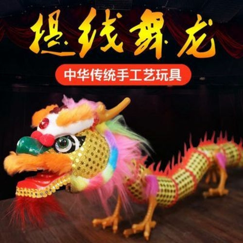 New Funny Toy Pull String Puppet Chinese Dragon Wooden Marionette