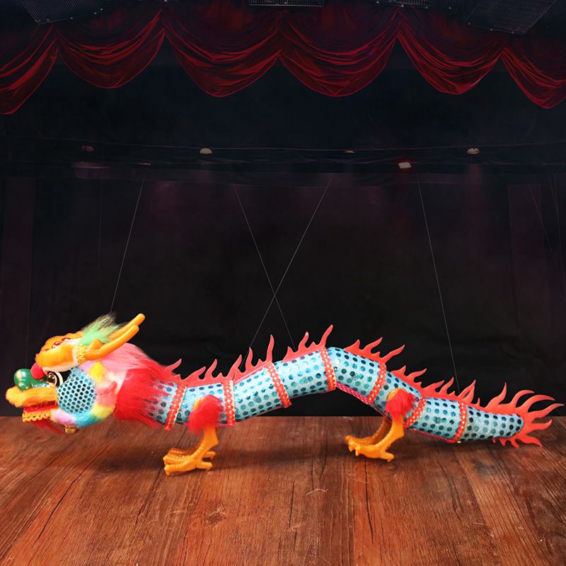 New Funny Toy Pull String Puppet Chinese Dragon Wooden Marionette