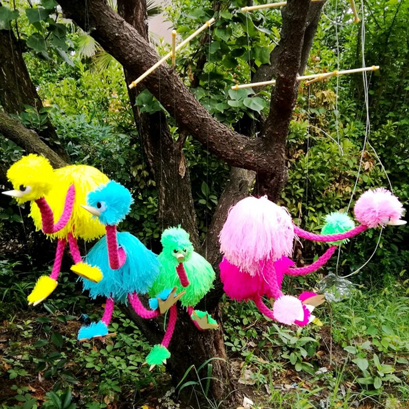 New Random Funny Toy Pull String Puppet ostrich Wooden Marionette